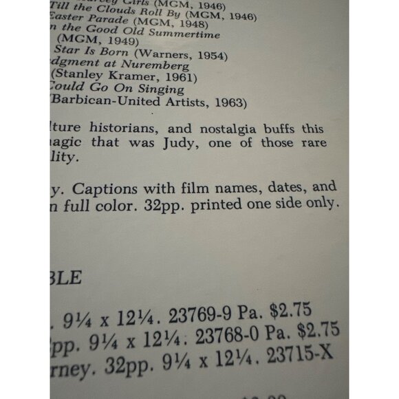 Tom Tierney Judy Garland Paper Dolls In Full Color 1982 uncut - Picture 8 of 8